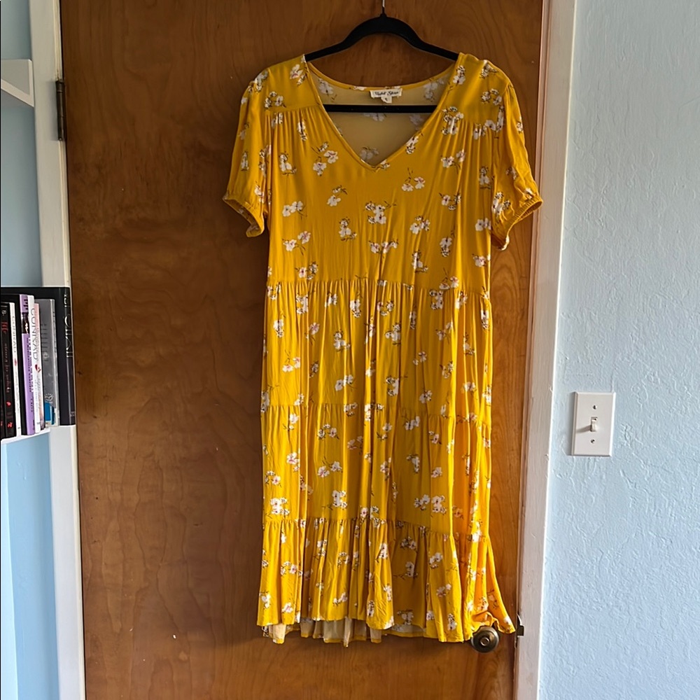 Golden Yellow Flutter Sleeve Midi Sundress